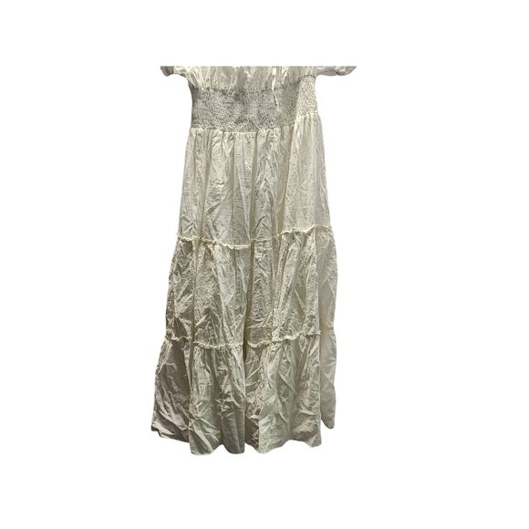 ETC Lazy Daisy Women's Bohemian White Eyelet Cotton Tiered Dress US/L NWT - Picture 3 of 11